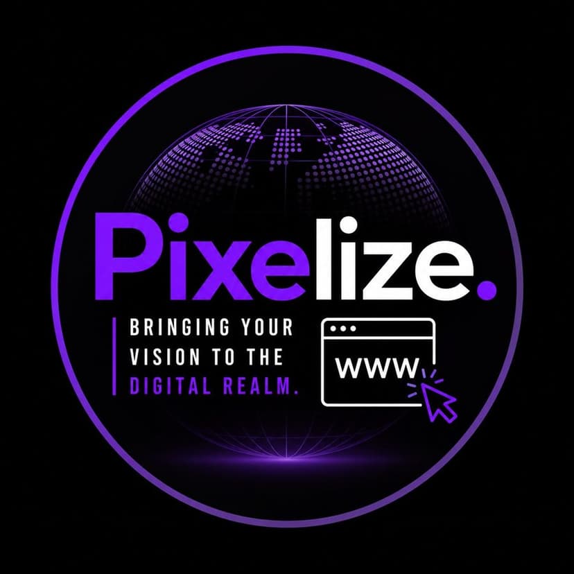 Official Pixelize logo — a dotted digital globe inside a purple ring with the Pixelize wordmark